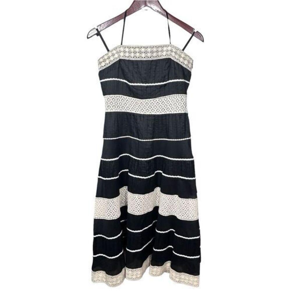 Ann Taylor Black White Halter Strapless Dress Sz 4 Classic‎ Old Money Boho Chic